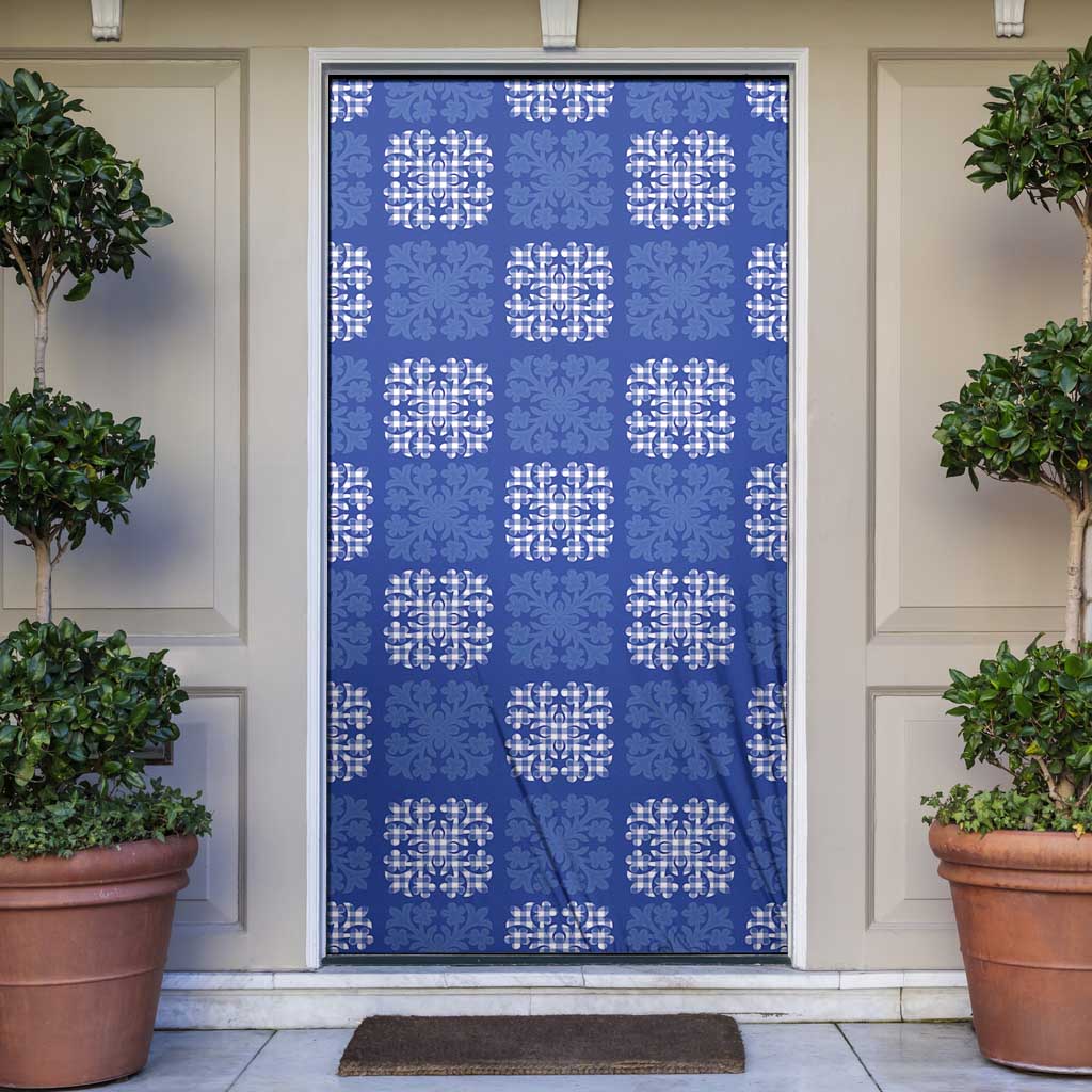 Royal Blue Palaka Quilt Hawaii Door Cover Traditional Hawaii-plaid Pattern - Polynesian Pride