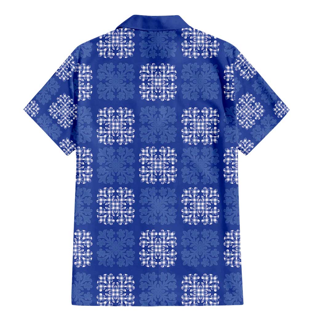 Royal Blue Palaka Quilt Hawaii Family Matching Mermaid Dress and Hawaiian Shirt Traditional Hawaii-plaid Pattern LT14 - Polynesian Pride