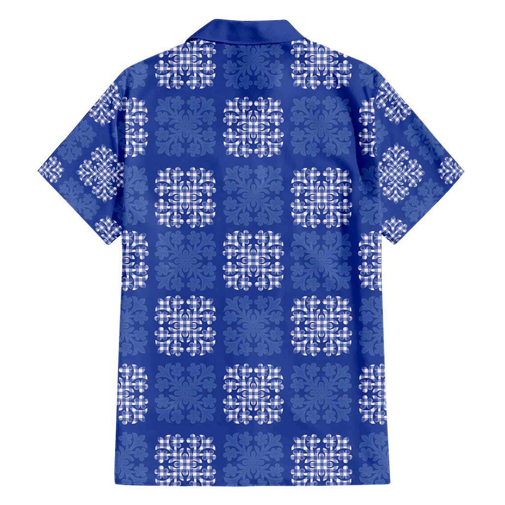 Royal Blue Palaka Quilt Hawaii Family Matching Short Sleeve Bodycon Dress and Hawaiian Shirt Traditional Hawaii-plaid Pattern LT14 - Polynesian Pride