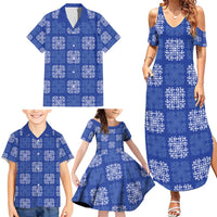 Royal Blue Palaka Quilt Hawaii Family Matching Summer Maxi Dress and Hawaiian Shirt Traditional Hawaii-plaid Pattern - Polynesian Pride