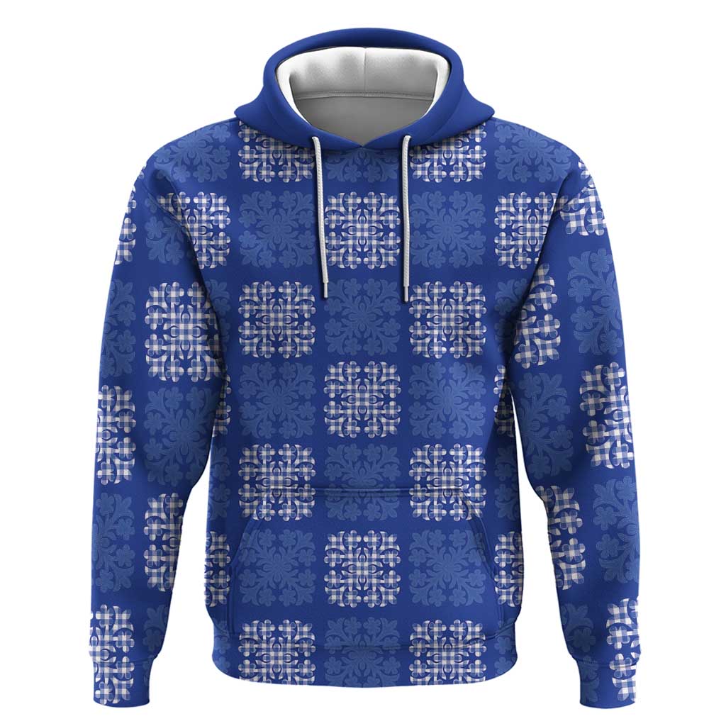 Royal Blue Palaka Quilt Hawaii Hoodie Traditional Hawaii-plaid Pattern - Polynesian Pride