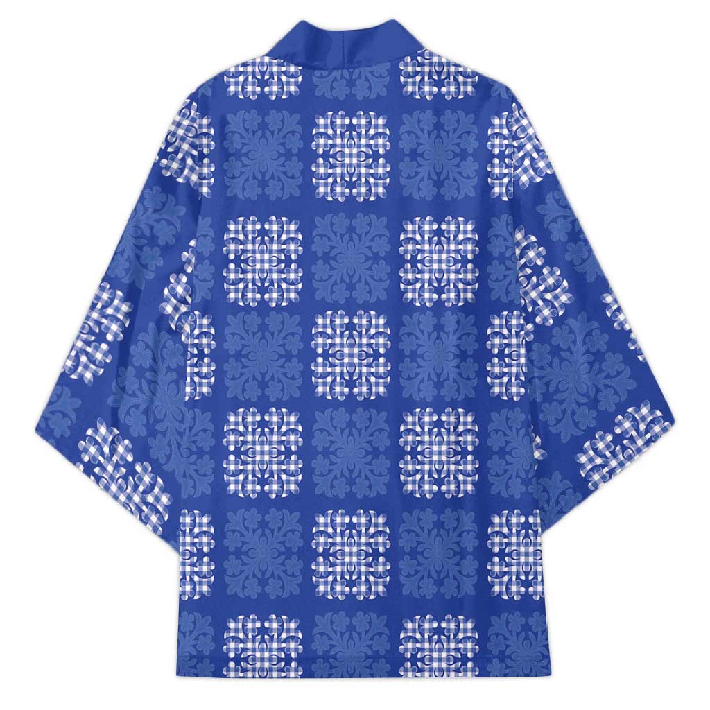 Royal Blue Palaka Quilt Hawaii Kimono Traditional Hawaii-plaid Pattern - Polynesian Pride