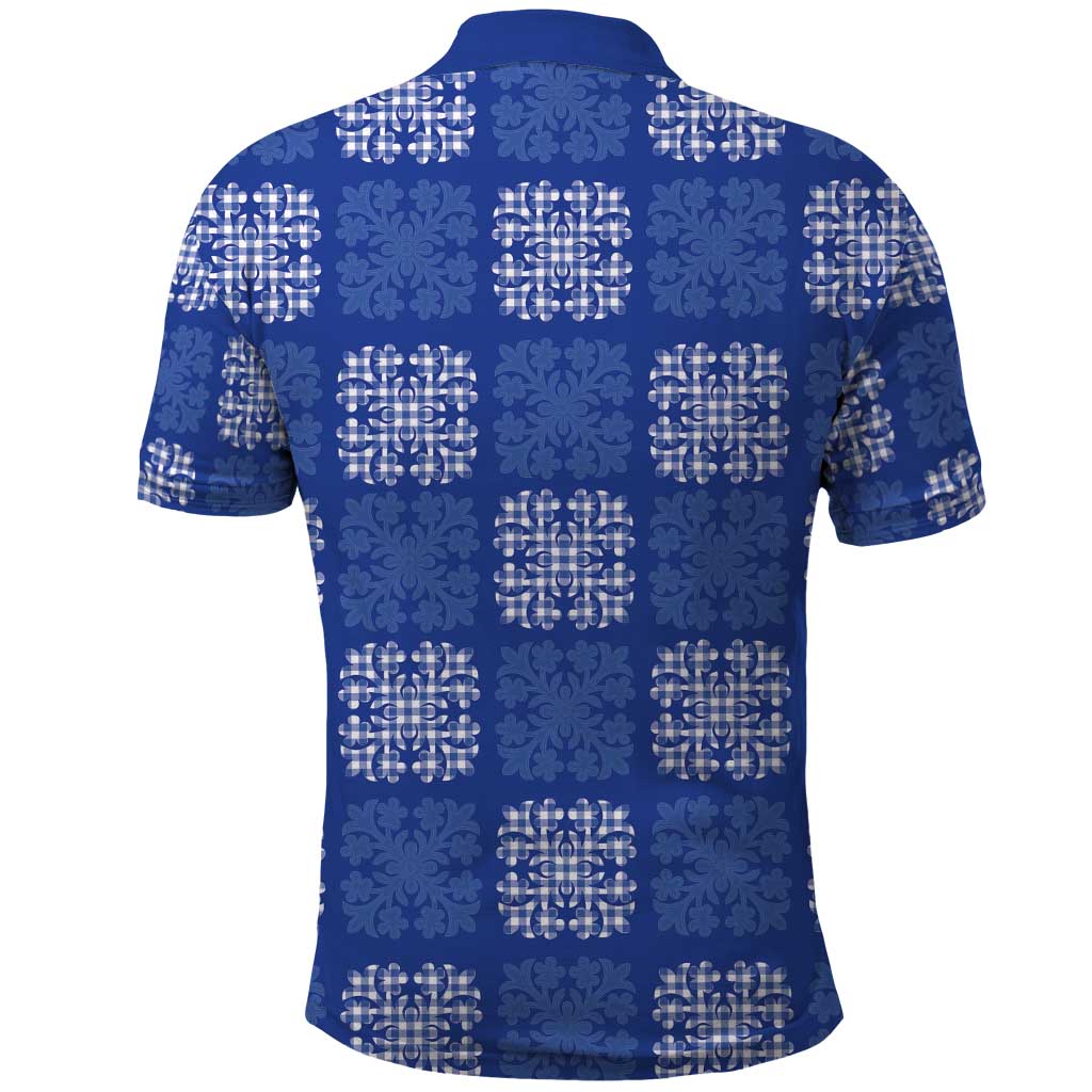 Royal Blue Palaka Quilt Hawaii Polo Shirt Traditional Hawaii-plaid Pattern - Polynesian Pride
