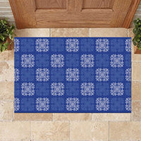 Royal Blue Palaka Quilt Hawaii Rubber Doormat Traditional Hawaii-plaid Pattern - Polynesian Pride