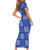 Royal Blue Palaka Quilt Hawaii Short Sleeve Bodycon Dress Traditional Hawaii-plaid Pattern - Polynesian Pride
