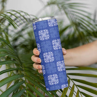 Royal Blue Palaka Quilt Hawaii Skinny Tumbler Traditional Hawaii-plaid Pattern - Polynesian Pride