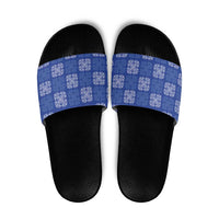 Royal Blue Palaka Quilt Hawaii Slide Sandals Traditional Hawaii-plaid Pattern - Polynesian Pride