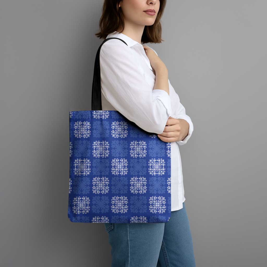 Royal Blue Palaka Quilt Hawaii Tote Bag Traditional Hawaii-plaid Pattern - Polynesian Pride