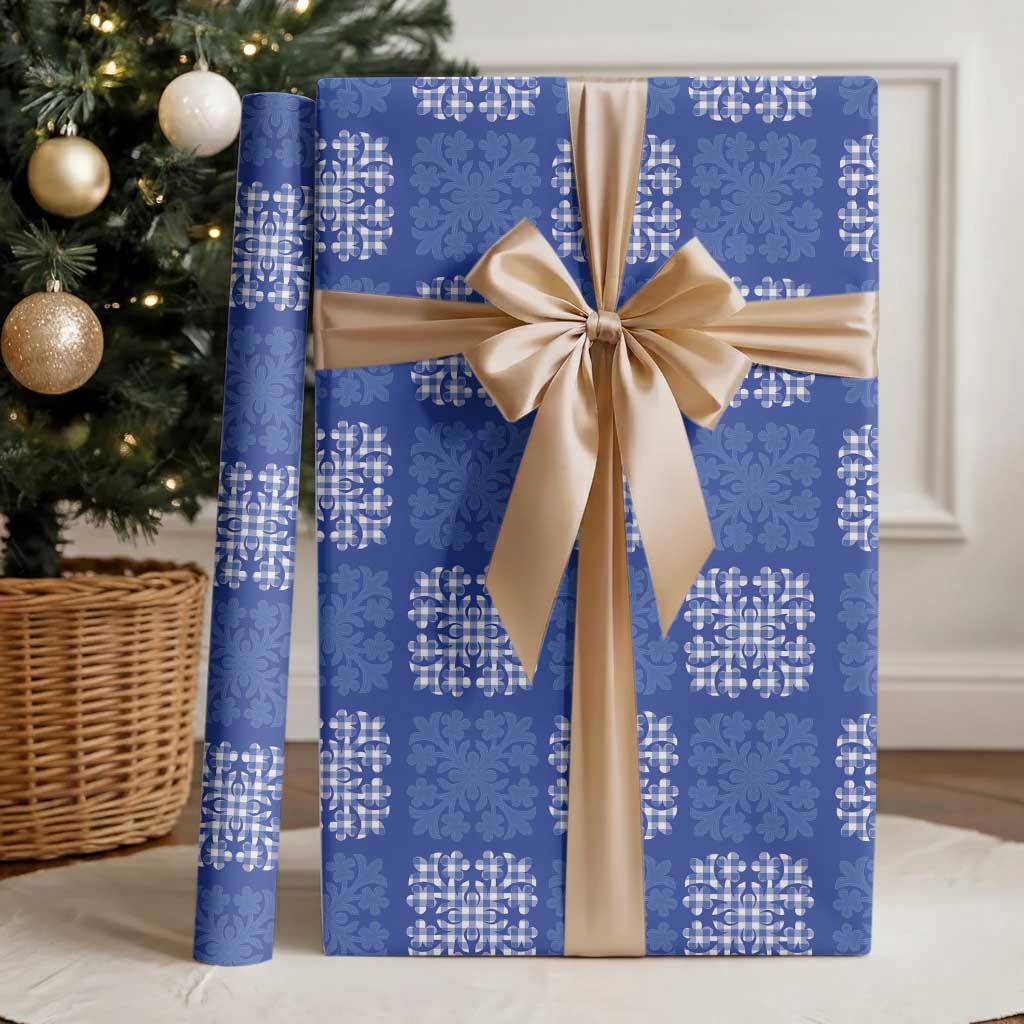 Royal Blue Palaka Quilt Hawaii Wrapping Paper Traditional Hawaii-plaid Pattern - Polynesian Pride