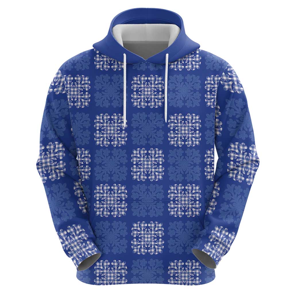 Royal Blue Palaka Quilt Hawaii Zip Hoodie Traditional Hawaii-plaid Pattern - Polynesian Pride