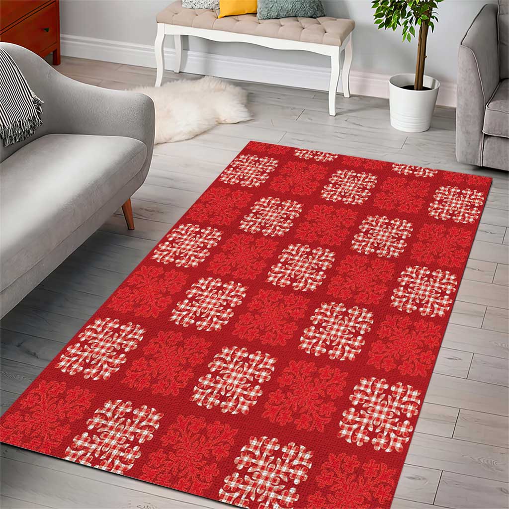 Red Palaka Quilt Hawaii Area Rug Traditional Hawaii-plaid Pattern - Polynesian Pride