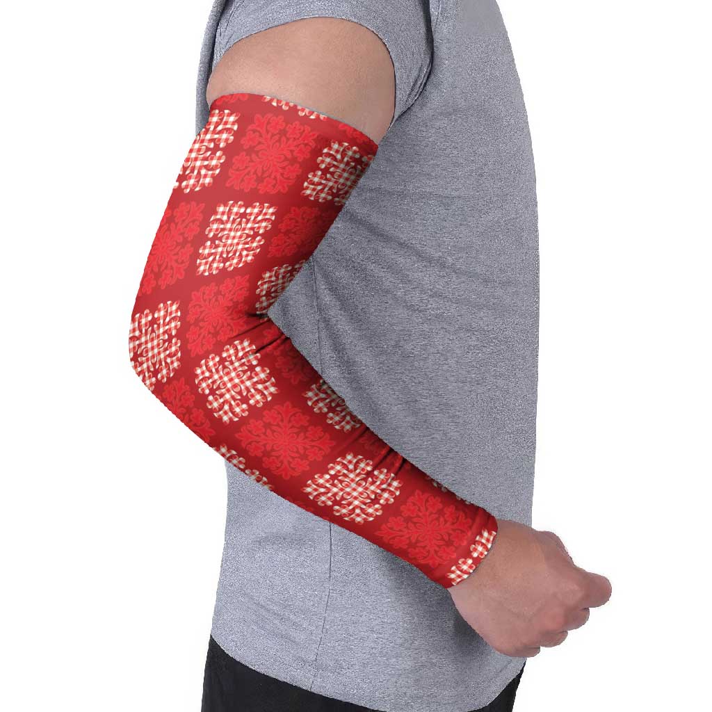 Red Palaka Quilt Hawaii Arm Sleeves Traditional Hawaii-plaid Pattern - Polynesian Pride