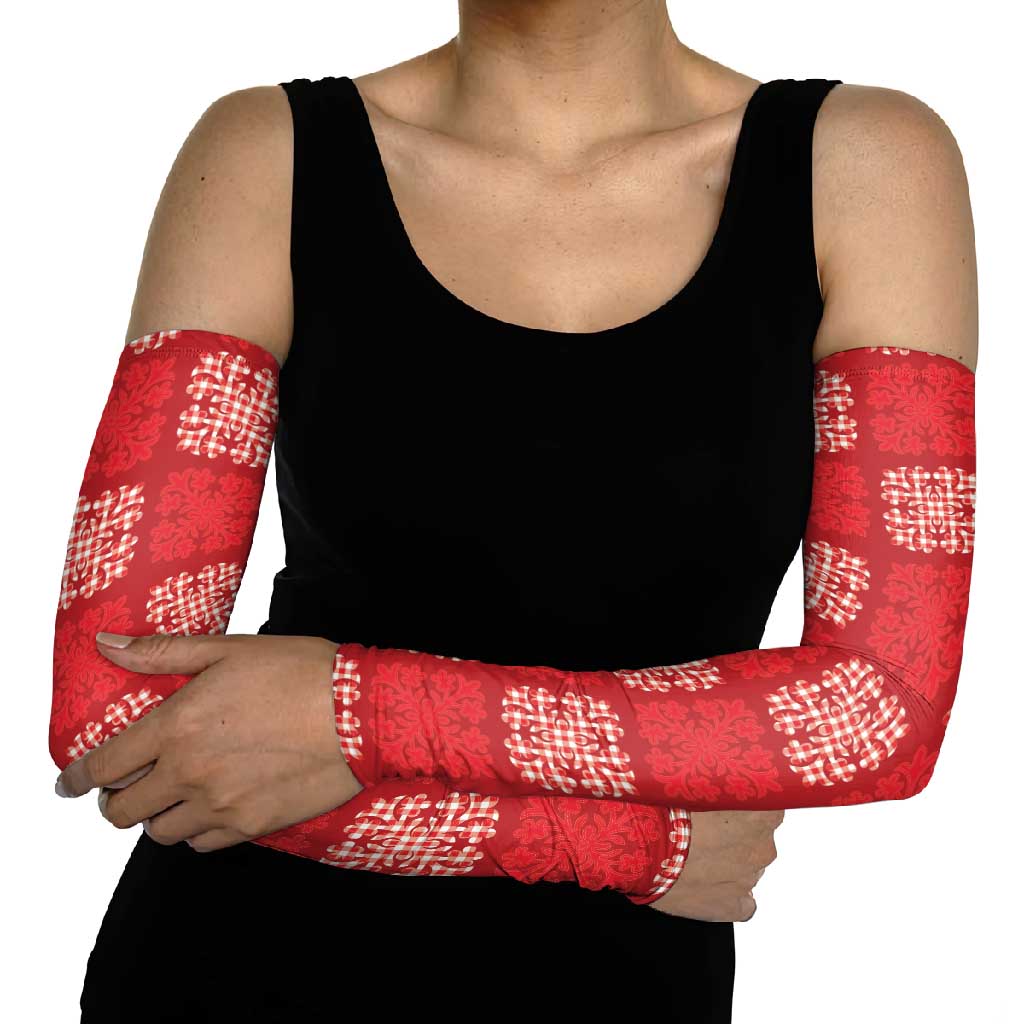 Red Palaka Quilt Hawaii Arm Sleeves Traditional Hawaii-plaid Pattern - Polynesian Pride