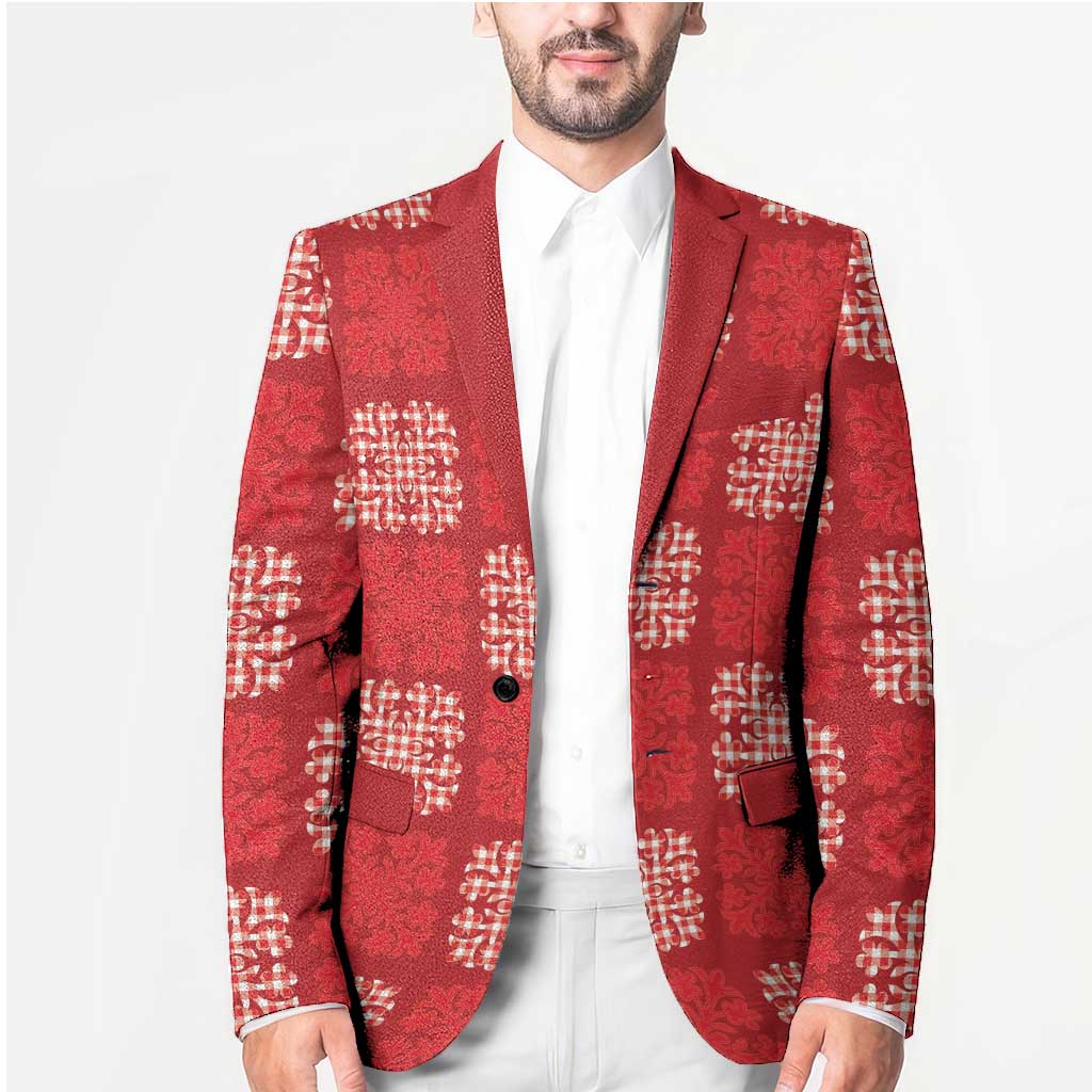 Red Palaka Quilt Hawaii Blazer Traditional Hawaii-plaid Pattern - Polynesian Pride