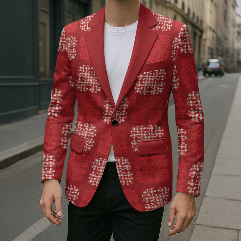 Red Palaka Quilt Hawaii Blazer Traditional Hawaii-plaid Pattern - Polynesian Pride