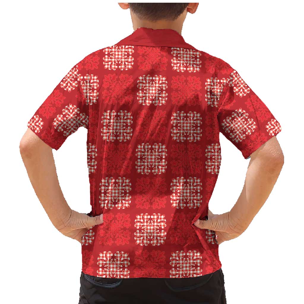 Red Palaka Quilt Hawaii Family Matching Mermaid Dress and Hawaiian Shirt Traditional Hawaii-plaid Pattern LT14 - Polynesian Pride