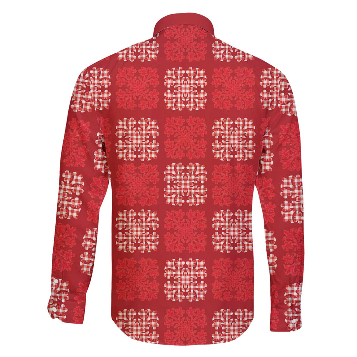 Red Palaka Quilt Hawaii Family Matching Off The Shoulder Long Sleeve Dress and Hawaiian Shirt Traditional Hawaii-plaid Pattern - Polynesian Pride