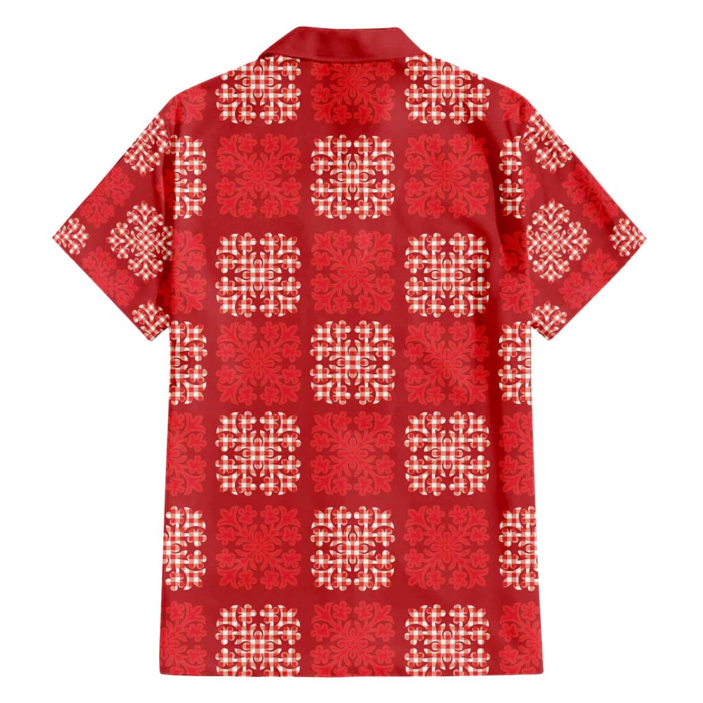 Red Palaka Quilt Hawaii Family Matching Off Shoulder Maxi Dress and Hawaiian Shirt Traditional Hawaii-plaid Pattern - Polynesian Pride
