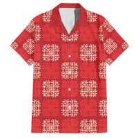 Red Palaka Quilt Hawaii Family Matching Off Shoulder Short Dress and Hawaiian Shirt Traditional Hawaii-plaid Pattern - Polynesian Pride