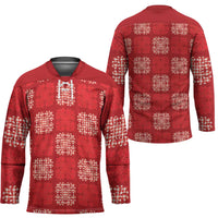 Red Palaka Quilt Hawaii Hockey Jersey Traditional Hawaii-plaid Pattern - Polynesian Pride