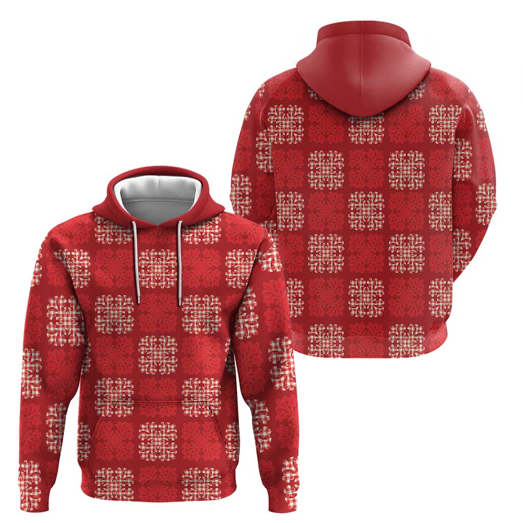 Red Palaka Quilt Hawaii Hoodie Traditional Hawaii-plaid Pattern - Polynesian Pride