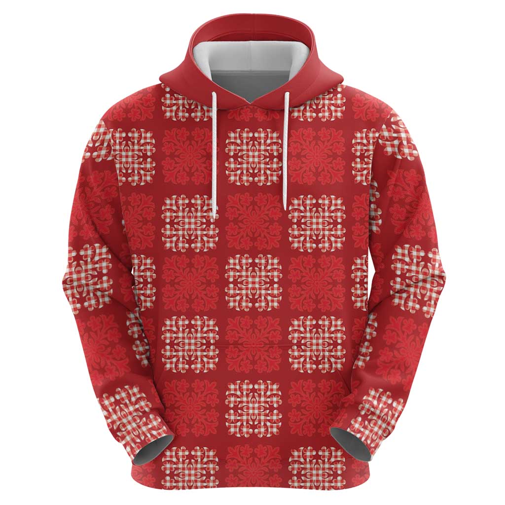 Red Palaka Quilt Hawaii Hoodie Traditional Hawaii-plaid Pattern - Polynesian Pride