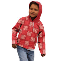 Red Palaka Quilt Hawaii Kid Hoodie Traditional Hawaii-plaid Pattern - Polynesian Pride