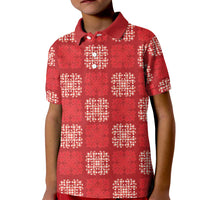 Red Palaka Quilt Hawaii Kid Polo Shirt Traditional Hawaii-plaid Pattern LT14 Kid Red - Polynesian Pride