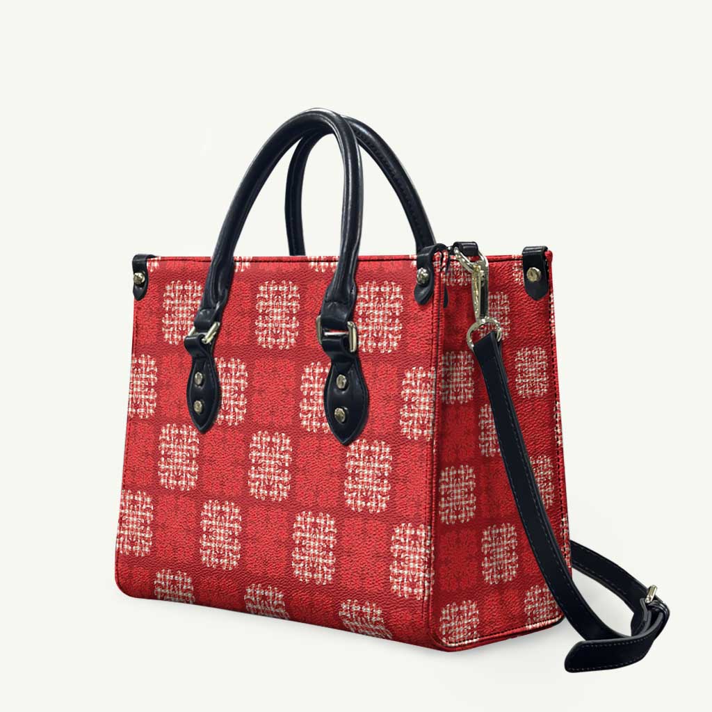 Red Palaka Quilt Hawaii Leather Bag Traditional Hawaii-plaid Pattern - Polynesian Pride