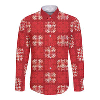 Red Palaka Quilt Hawaii Long Sleeve Button Shirt Traditional Hawaii-plaid Pattern - Polynesian Pride