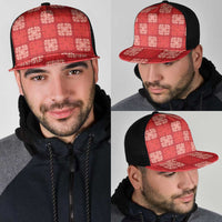 Red Palaka Quilt Hawaii Mesh Trucker Cap Traditional Hawaii-plaid Pattern - Polynesian Pride