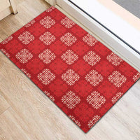 Red Palaka Quilt Hawaii Rubber Doormat Traditional Hawaii-plaid Pattern - Polynesian Pride