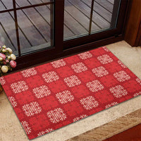Red Palaka Quilt Hawaii Rubber Doormat Traditional Hawaii-plaid Pattern - Polynesian Pride