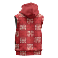 Red Palaka Quilt Hawaii Sleeveless Hoodie Traditional Hawaii-plaid Pattern - Polynesian Pride
