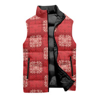 Red Palaka Quilt Hawaii Sleeveless Puffer Jacket Traditional Hawaii-plaid Pattern - Polynesian Pride