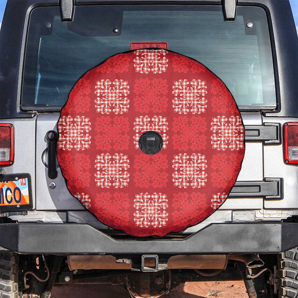 Red Palaka Quilt Hawaii Spare Tire Cover Traditional Hawaii-plaid Pattern - Polynesian Pride