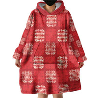Red Palaka Quilt Hawaii Wearable Blanket Hoodie Traditional Hawaii-plaid Pattern - Polynesian Pride