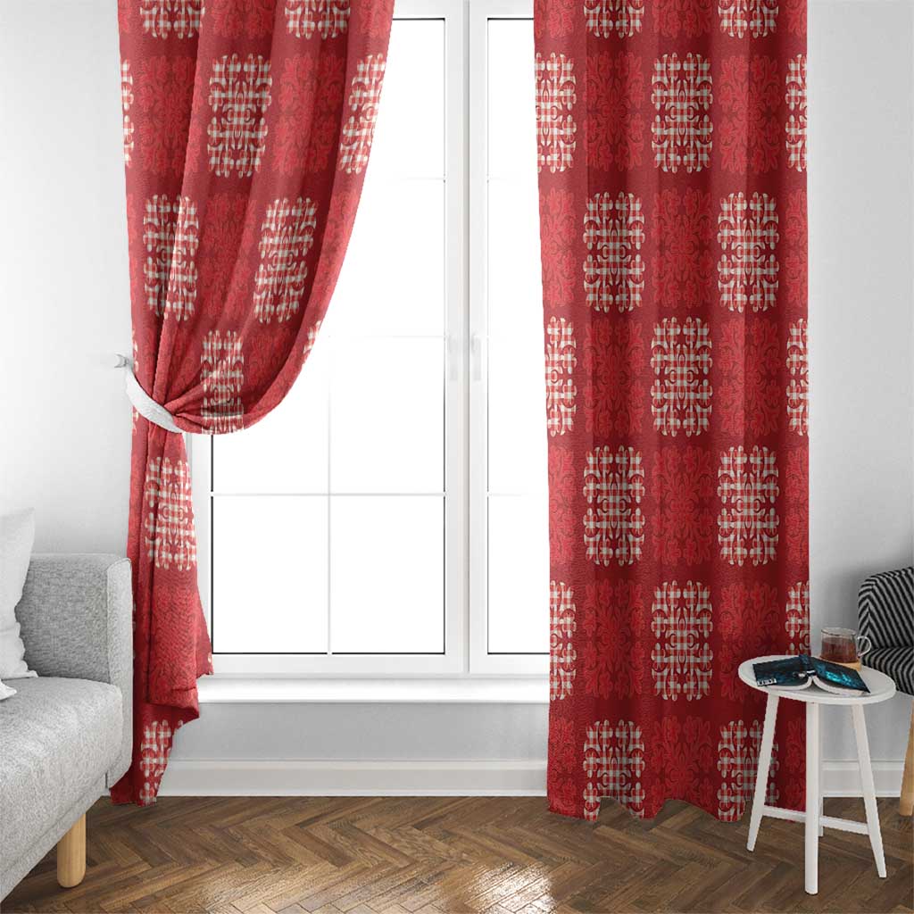Red Palaka Quilt Hawaii Window Curtain Traditional Hawaii-plaid Pattern - Polynesian Pride