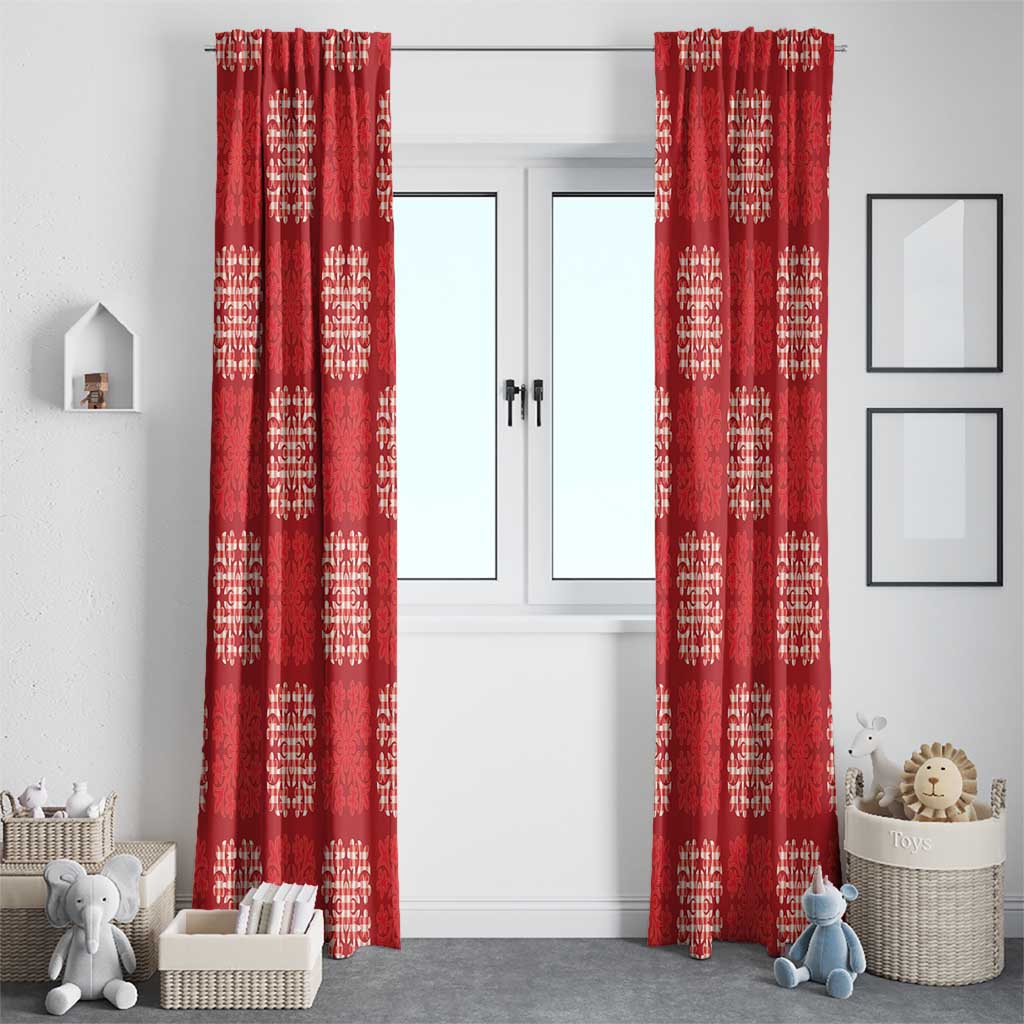 Red Palaka Quilt Hawaii Window Curtain Traditional Hawaii-plaid Pattern - Polynesian Pride