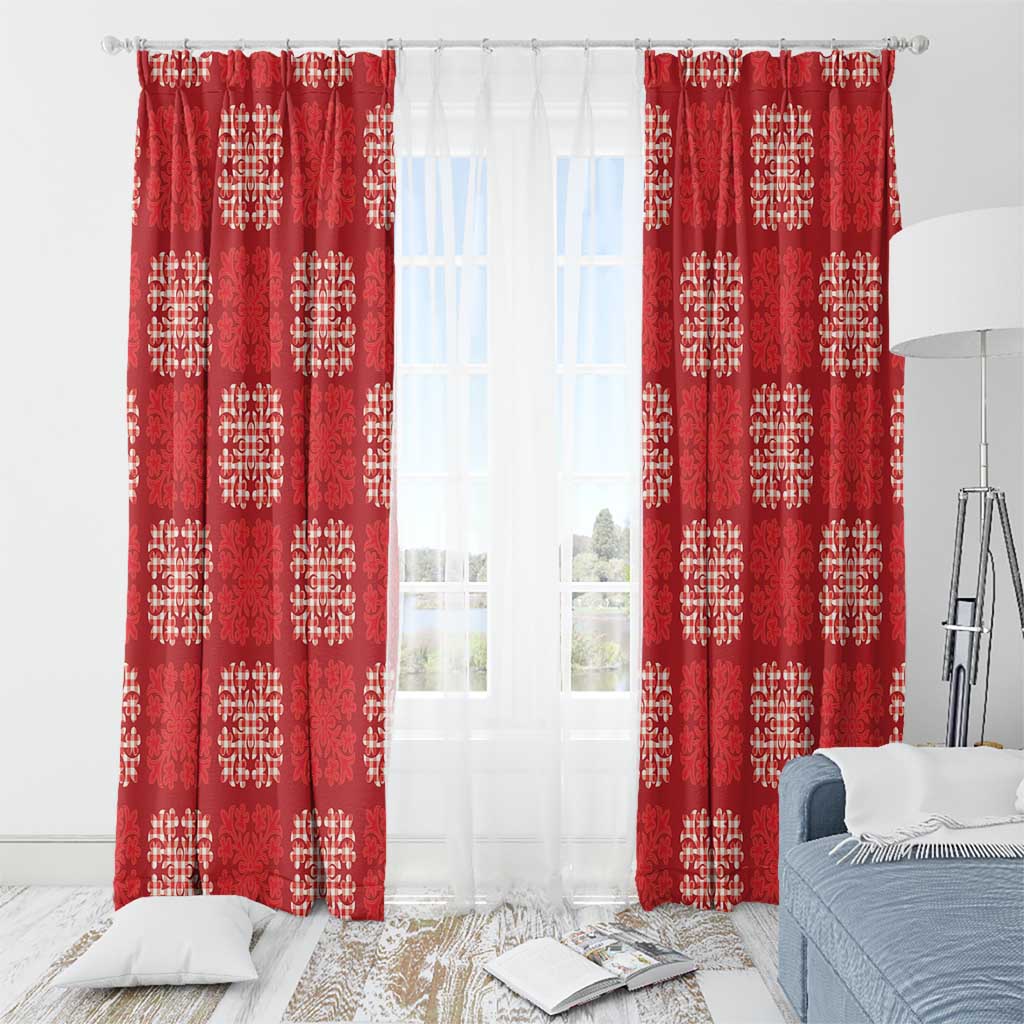 Red Palaka Quilt Hawaii Window Curtain Traditional Hawaii-plaid Pattern - Polynesian Pride