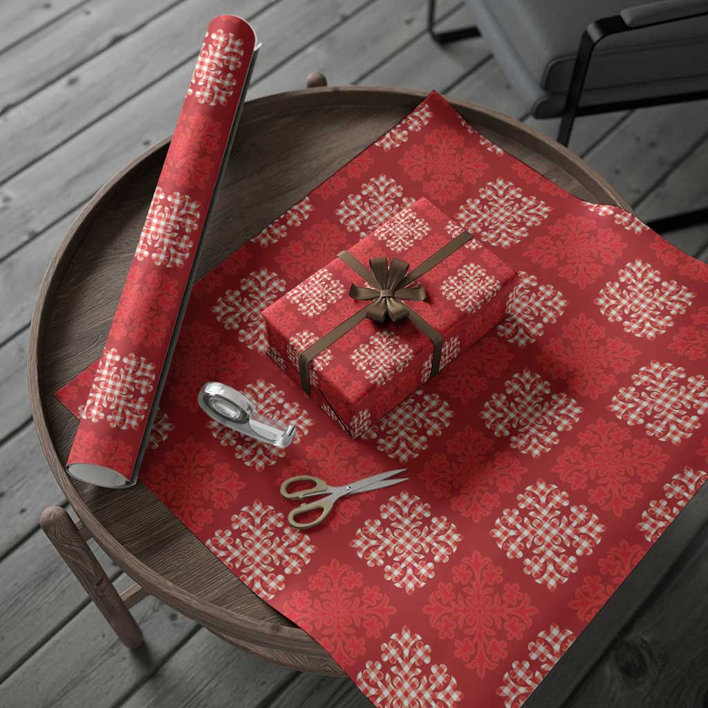 Red Palaka Quilt Hawaii Wrapping Paper Traditional Hawaii-plaid Pattern - Polynesian Pride