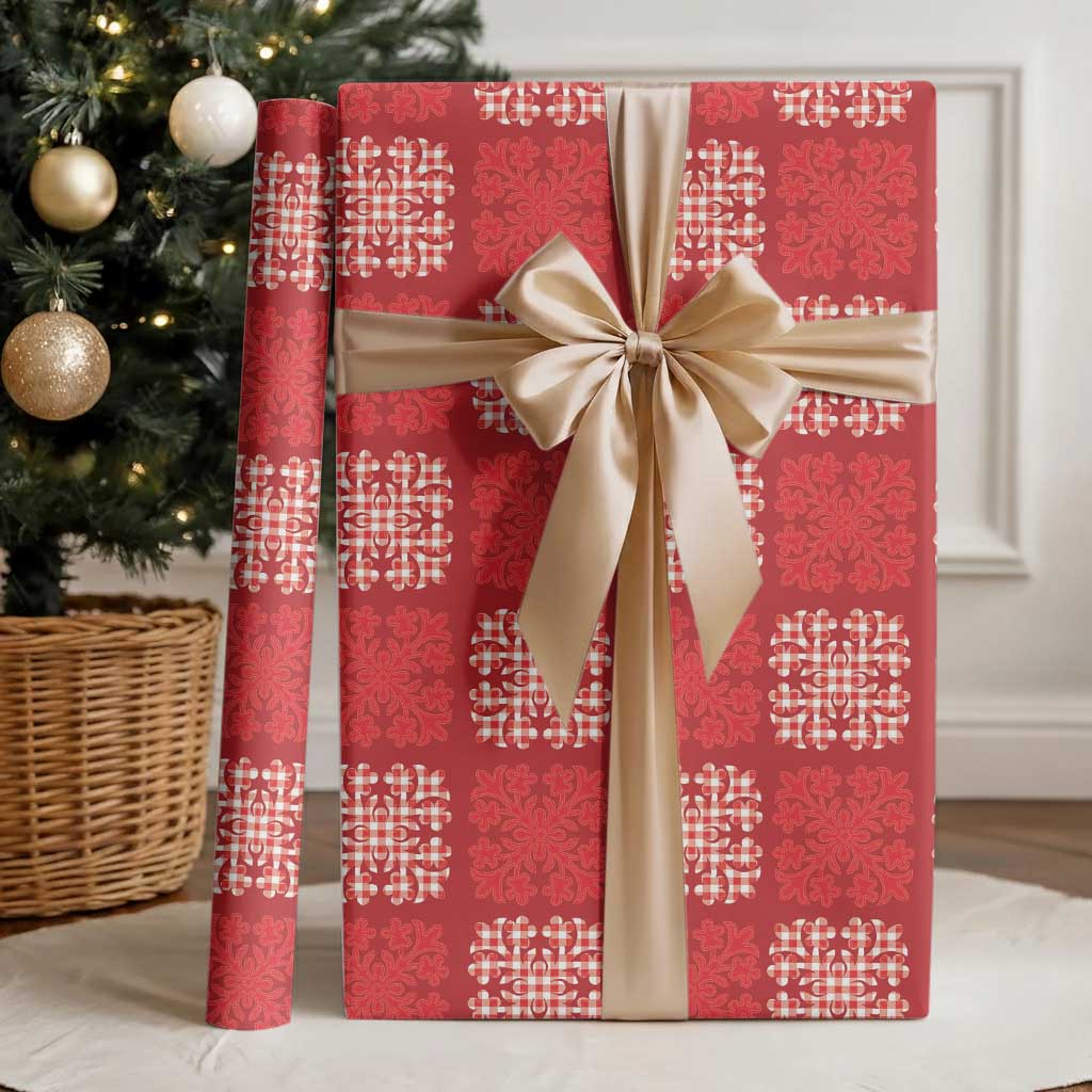 Red Palaka Quilt Hawaii Wrapping Paper Traditional Hawaii-plaid Pattern - Polynesian Pride