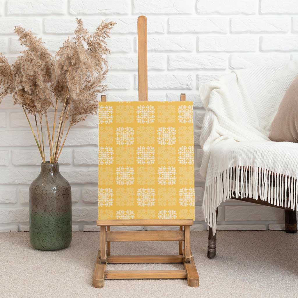 Yellow Palaka Quilt Hawaii Canvas Wall Art Traditional Hawaii-plaid Pattern - Polynesian Pride