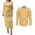 Yellow Palaka Quilt Hawaii Couples Matching Puletasi and Long Sleeve Button Shirt Traditional Hawaii-plaid Pattern - Polynesian Pride