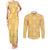 Yellow Palaka Quilt Hawaii Couples Matching Tank Maxi Dress and Long Sleeve Button Shirt Traditional Hawaii-plaid Pattern - Polynesian Pride