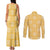 Yellow Palaka Quilt Hawaii Couples Matching Tank Maxi Dress and Long Sleeve Button Shirt Traditional Hawaii-plaid Pattern - Polynesian Pride