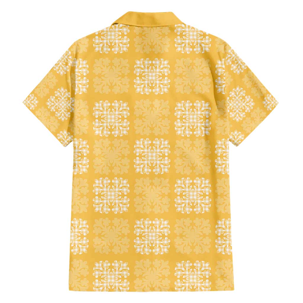 Yellow Palaka Quilt Hawaii Family Matching Short Sleeve Bodycon Dress and Hawaiian Shirt Traditional Hawaii-plaid Pattern LT14 - Polynesian Pride