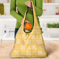 Yellow Palaka Quilt Hawaii Grocery Bag Traditional Hawaii-plaid Pattern - Polynesian Pride