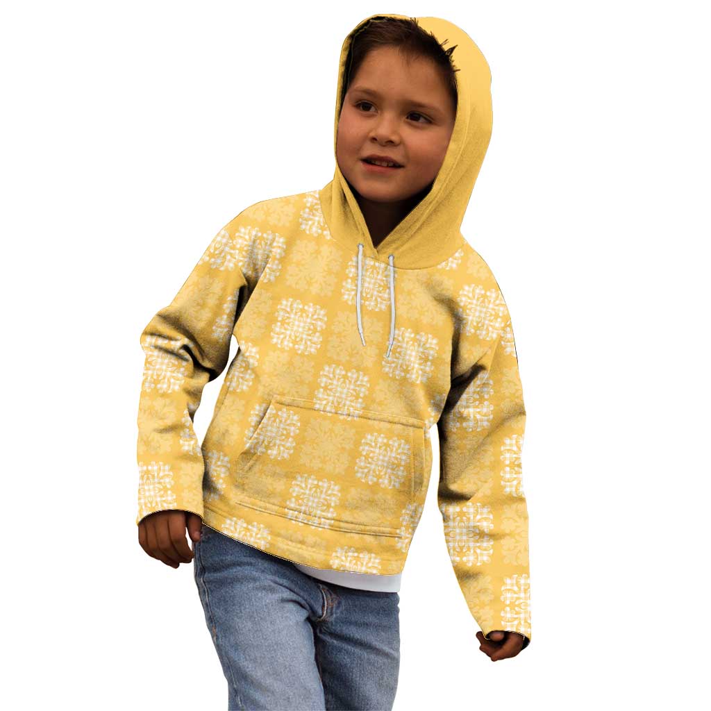 Yellow Palaka Quilt Hawaii Kid Hoodie Traditional Hawaii-plaid Pattern - Polynesian Pride