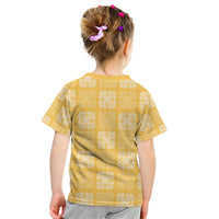 Yellow Palaka Quilt Hawaii Kid T Shirt Traditional Hawaii-plaid Pattern - Polynesian Pride